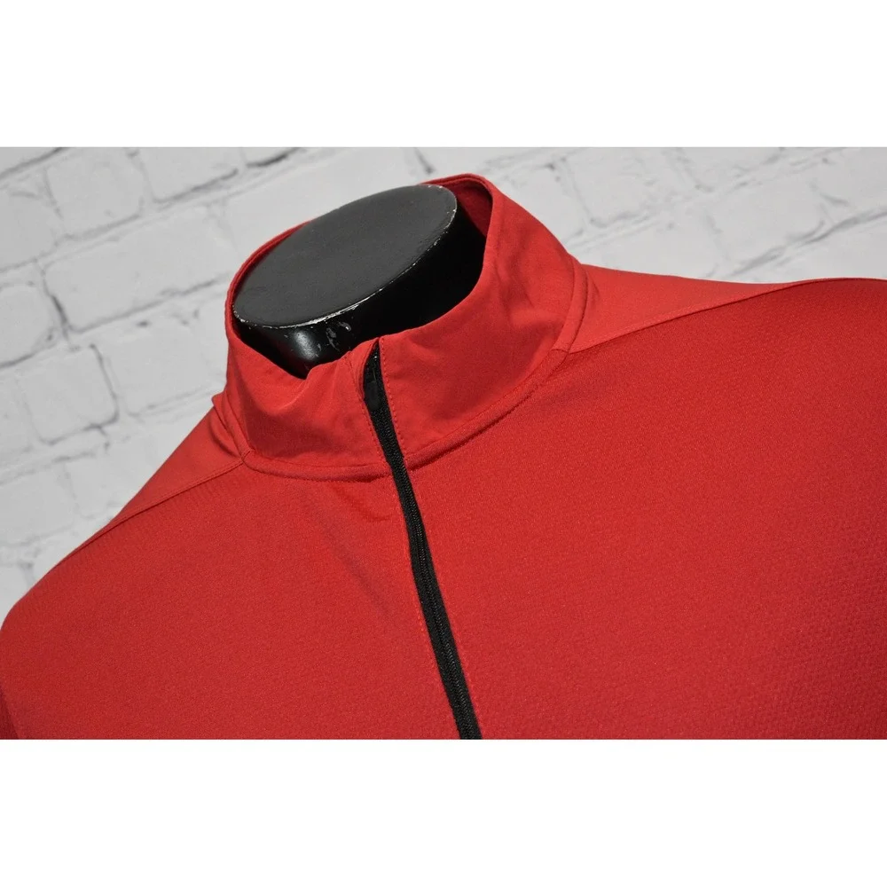Nike Golf Pullover Mens XL Red Dri-Fit Quarter Zip Long Sleeve Sportswear Poly